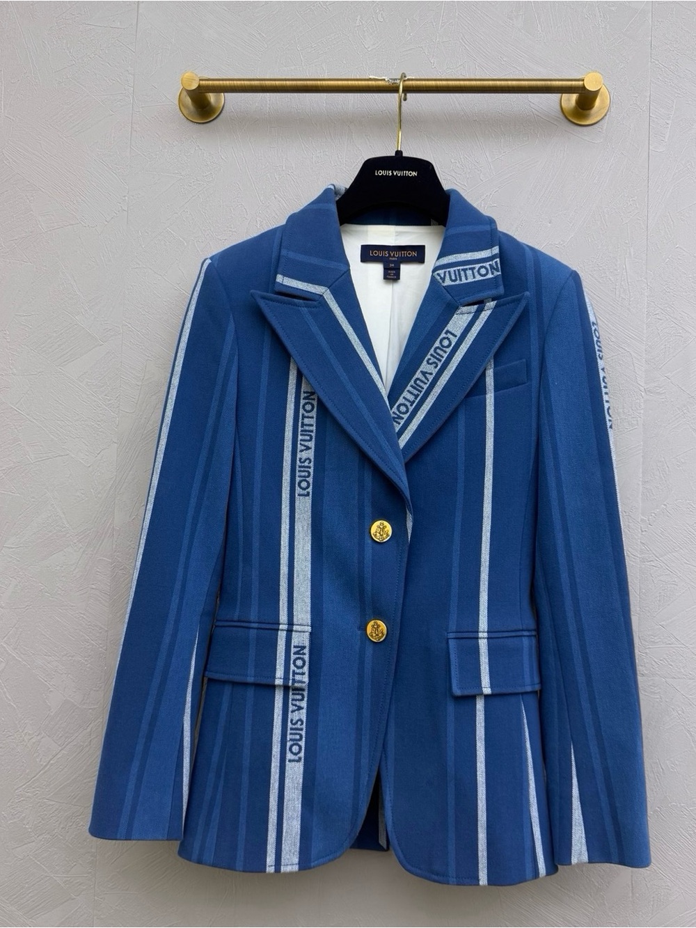 Louis Vuitton Blue Striped Women's Blazer with Gold Buttons